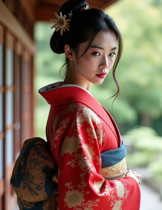 着物姿の女性のポートレート
